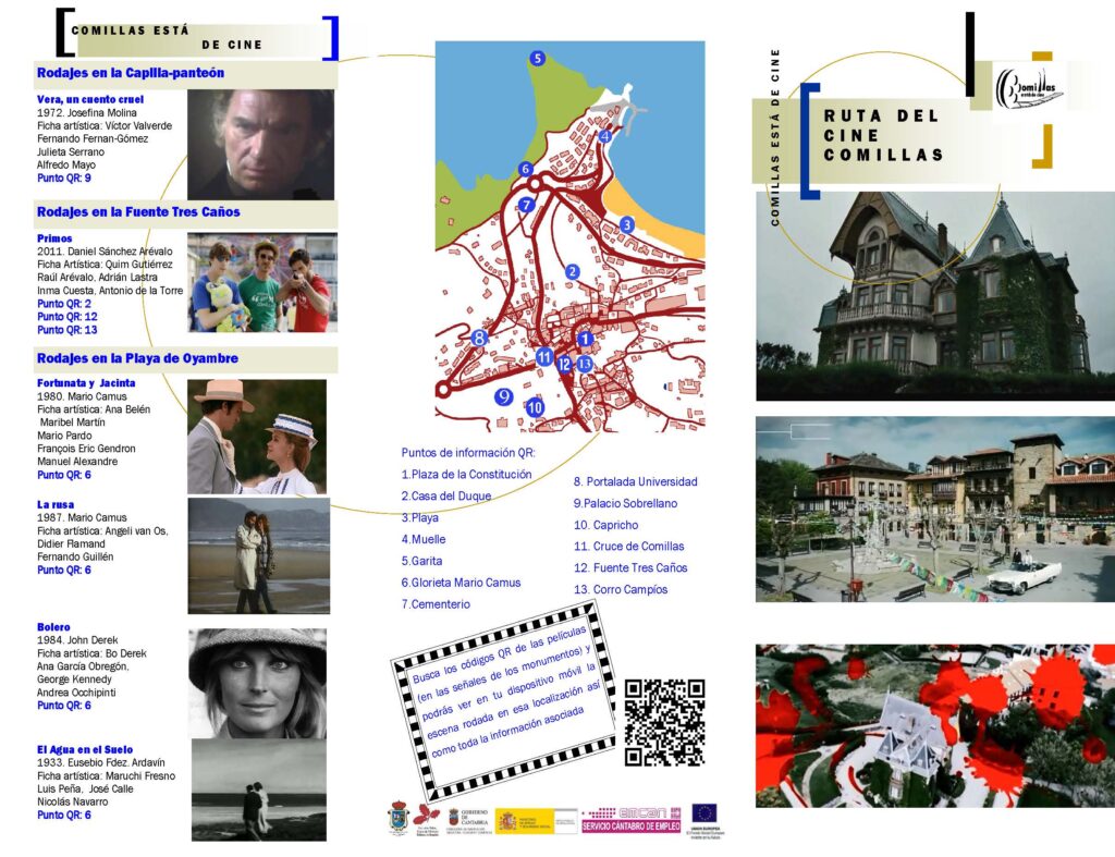 Folleto Comillas Está de Cine, Ruta del Cine en Comillas