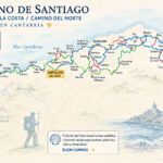 Camino de Santiago de la Costa por Cantabria Mapa ilustrado del Camino de Santiago del Norte por Cantabria con las etapas desde Ontón hasta Unquera